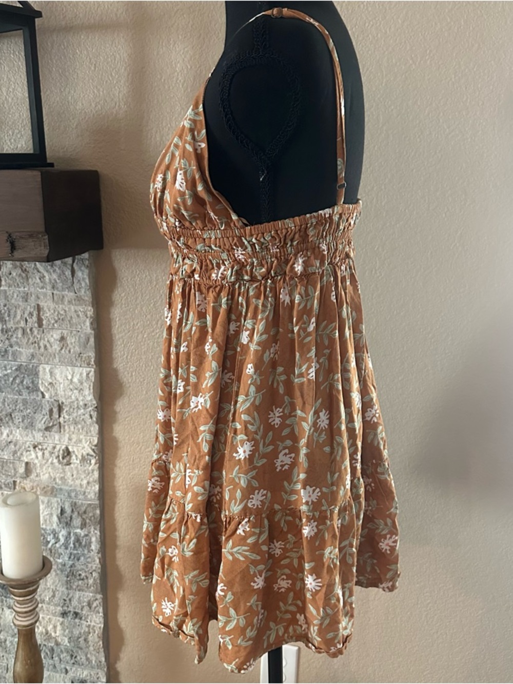 Aeropostale babydoll mini brown floral summer dress women’s S short sundress - Picture 4 of 10